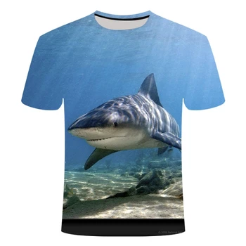 Deep Sea Shark Vzor Mužov A Žien, Detí 3d Tlač T-shirt Kolo Krku Pláž, Vietor Bežné Priedušná Tenké Letné Topy