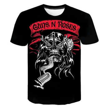 Nové Guns N Roses 3D Tlač T-Shirts Rocková Kapela Lebky Streetwear Muži Ženy Vintage O-Krku Nadrozmerné T Shirt Deti Tees Oblečenie, Topy