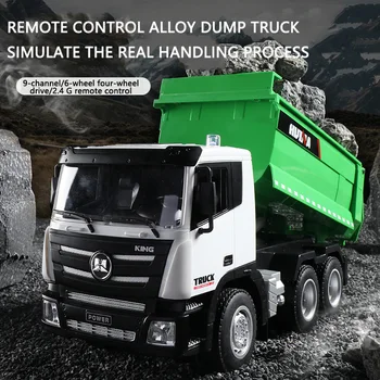 1: 18 Deväť-kanál Vonkajšie Diaľkové Ovládanie Dump Truck Dump Truck Simulácia Inžinierstva Vozidla Elektrické Hračky HUINA Model Auta, Hračky