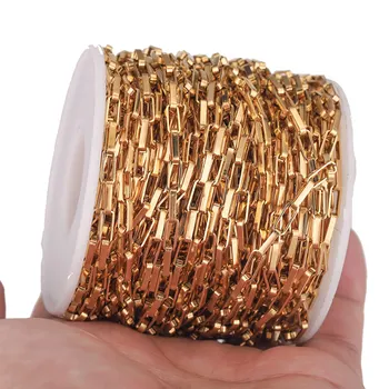 1 M 8*12mm Námestie Nehrdzavejúcej Ocele, Pokovované Zlata Reťazca Roll Keychain pre Diy Náramok Šperky Čo Veľkoobchodné Dodávky Tela