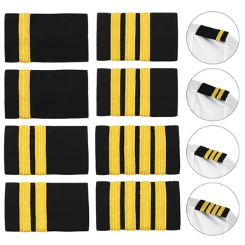 1 Pár Pilot Kapitán Zlaté Pruhy Bar Náramenníkmi Jednotnej Odbornej Dekorácie Ramenný Dosky Epaulette DIY Odznaky na Odevy