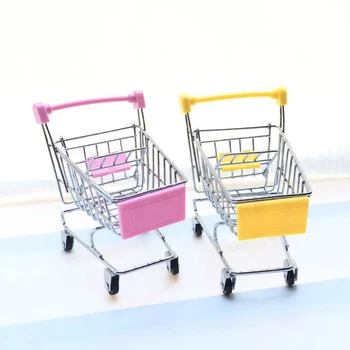 10 Farieb Mini Nákupný Košík Úložný Kôš Zábavná Simulácia Supermarket Ručné Vozíky Ploche Dekorácie Deti Hračka Dary