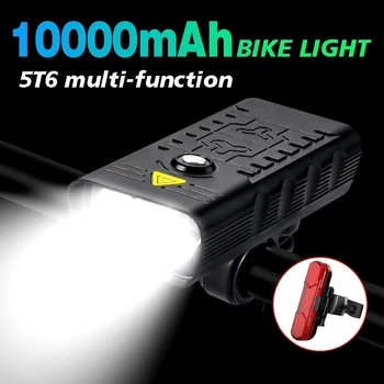 10000mAh Svetlo na Bicykel USB Nabíjateľné 3000 Lúmenov Požičovňa Svetlometu 5T6 LED Baterka na Bicykli Predné Svetlá Späť Zadné svetlo Sady