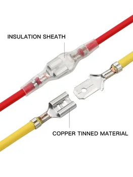 100ks/veľa 2.8/4.8/6.3 mm zasuňte jar oplášťované drôtu za studena lisovaný terminálu medi samica konektor