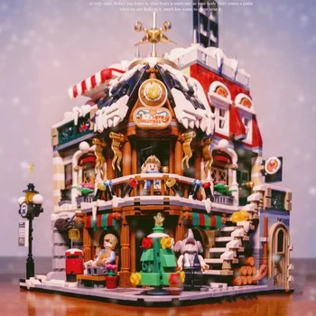 1054 LOZ mini Bloky Deti Tehly Dievča, Hračky, Puzzle Vianočné kaviarni Santa Claus Navštívte Hračky Vianočný Darček