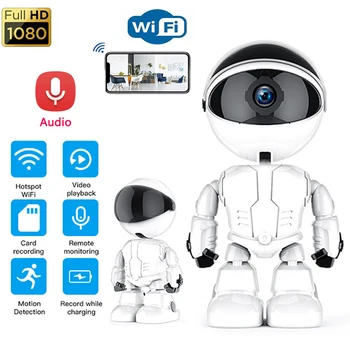 1080p Bezdrôtový Wifi Kamera 360° Infračervené Nočné Videnie Robot Hd Monitor Cctv Kamera, Smart Home Video Dohľad Baby Monitor