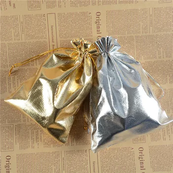 10pcs 9 Rozmery (5*7-20*30 cm) Darčekové Tašky Zlato Strieborná Farba Drawable Organza Puzdro Vianočné Svadobný Dar Šperky Plavidlá Candy Tašky