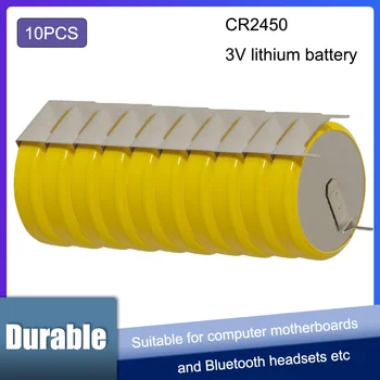 10PCS CR2450 Tlačidlo Lítiová Batéria 3V s weldding kolíky Na Doske/Varič na Ryžu a tak ďalej