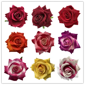 10pcs Faux Zamatovej Ruže Kvet Hlavy Umelé 11 cm/9 cm Camellia Rose Hlava pre KUTILOV, Svadobné Kytice Svadobné, Kvetinové Dekorácie
