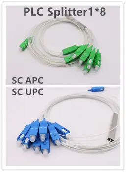 10PCS Fiber optics PLC Splitter 1x8 SC APC SC UPC ftth Mini oceľové rúry typ 0,9 mm optické vlákno Splitter scapc scupc Connecter