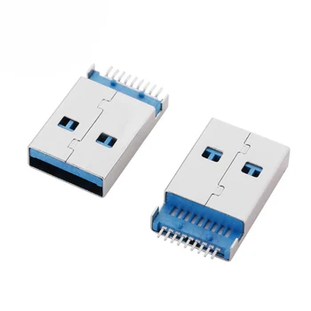 10Pcs/Veľa USB 3.0 Typ Mužskej Plug Vysoko-rýchlostný Prenos Dát Konektor Nabíjania Zásuvky Spájkovanie Konektor

