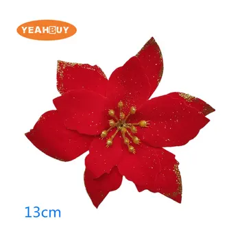 10pcs Vianočné kvet vysoko kvalitné Vianočné dekoratívne kvety umelé poinsettia kvet zlato, striebro strom dekorácie