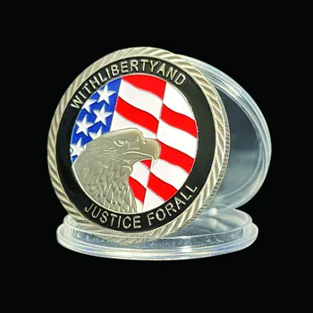 11. Septembra 2001 Striebornú Mincu S Slobodu A Spravodlivosť Forall Boh Vám Žehnaj Spojené Štáty Výzvou Mince Kovové Dary