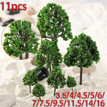 11pcs Zelený Strom Modelu Umelého Miniatúrne Zmiešané Veľkosť Umelé Stromy Vlak Železničnej Rozloženie Dekor Plastové