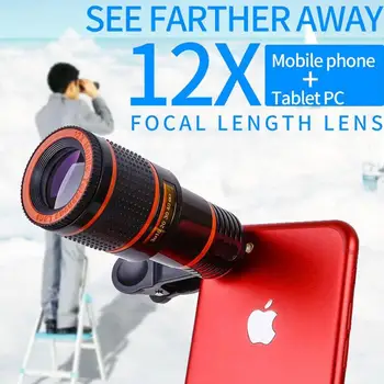 12x 8x Optický Zoom Makro HD Objektív S Šošovky Telefón Klip Pre Smartphone Fotoaparát Objektív