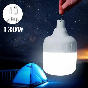 130W Prenosné USB Nabíjateľné Žiarovka LED Núdzové Svetlo Žiarovka Hnuteľného Osvetlenie Žiarovky Nočný Rybolov Camping Stan Osvetlenie