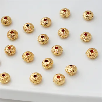 14K Zlata Plné Á Petal vzor, plochý melónové guľôčky 5*7mm voľné perličiek DIY šperky príslušenstvo náramok, náhrdelník príslušenstvo