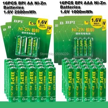 16pcs BPI 1,6 V 2500mWh AA Nabíjateľné Batérie + 4pack/16Pcs 1000mWh AAA Nabíjateľné Batérie