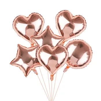 18-palcové tvare srdca lásku kole päť-špicaté hviezdy hliníkové balón rose gold narodeniny, svadobné party môže plávať veľkoobchod