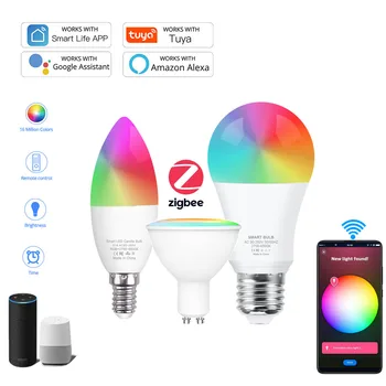 18W Tuya Smart Wifi Žiarovka E27 GU10 E14 Zigbee Led Žiarovky RGB+CW+WW Multicolor Led Lampy, Alexa Domovská stránka Google ，Potrebný Rozbočovač