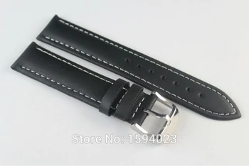 19 mm (Buckle18mm) PRC200 T095417 T41 T461 Kvalitné Strieborné Spony + Čierne Originálne Kožené Biele čiary hodinkám Popruh
