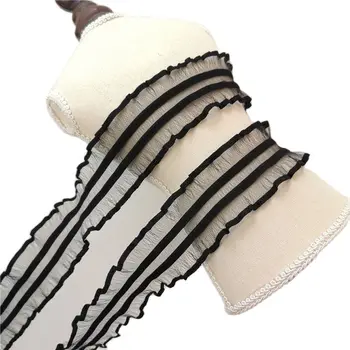 1M Elastické Čierne Biele Čipky Stuhou 5cm Dekorácie Oblečenie Golier Čalúnenie Šitie Príslušenstvo remeselníkov Textílie Pre Šaty QY43