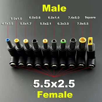 1pcs DC Napájací konektor 7.9x5.5 7.4x5.0 4.5x3.0 4.0x1.7 6.0x0.6 3.0 mm 2.1 DC žena Adaptér Konektor 5.5*2,5 mm Žena