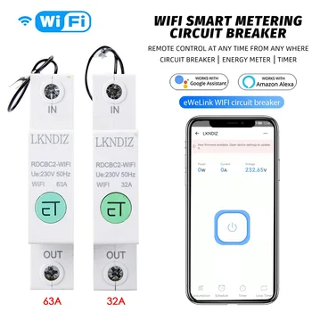 1PCS Nové Ewelink jednofázový WIFI Smart Energie Meter Kwh Meranie Monitorovanie Istič Časovač Reléové pre Smart Home 63A/32A