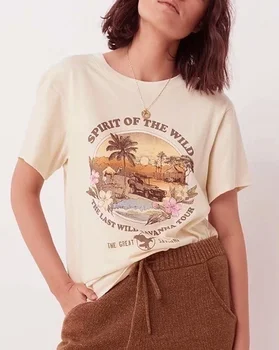 1pcs Wild Spirit Boho Tlač Ženy Bavlna Topy, tričká Retro Populárne Elegantné Módne Dámske Krátky Rukáv Tričko T-shirt