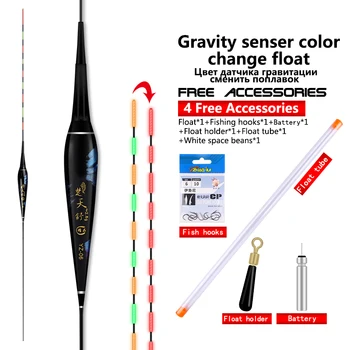1Piece Gravity Sensor Zmena Farby Rybárske Float+1 CR425 Batérie+1 Bóje Trubice+1 Float Držiak+1 Taška Háčiky Svetelný Elektrické Bobber