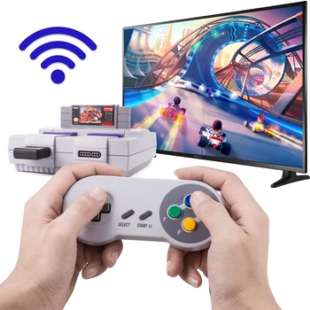 2.4 GHz Wireless SNES Retro Radič Gamepad Klasický Ovládač Kompatibilný so Super NES/SFC videohry Konzoly [Plug & Play]