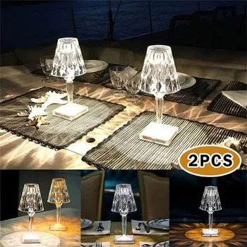 2 ks/1Pcs Diamond Tabuľka Lampy, Akryl Dekorácie Stola Svietidlá pre Spálne Posteli Krištáľové Svietidlá Darček LED Nočné Svetlo