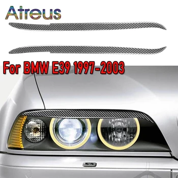 2 ks Uhlíkových Vlákien Nálepky Auto Svetlomety Obočia, očných Viečok Výbava Kryt M Dekorácie pre BMW 5 E39 Radu Príslušenstvo 1997-2003
