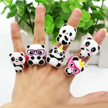 2 ks/veľa 2cm Roztomilá Panda Krúžky Zvierat Deti, Dievčatá, Plastové Jednorožec Kráľovná Panda Narodeninovej Party Necht Krúžky Darček
