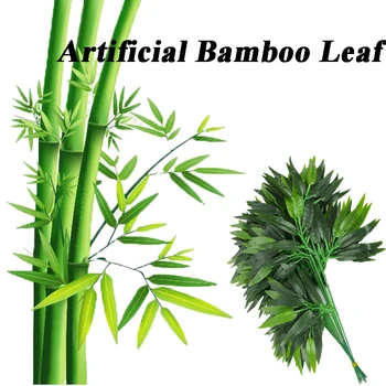 20 Ks Umelých Bambusových Listov Simulácia Plastové Bambusové Listy Zelené Realisticky Falošné Branche Svadobné Domov, Záhrady, Kancelárie Dekorácie