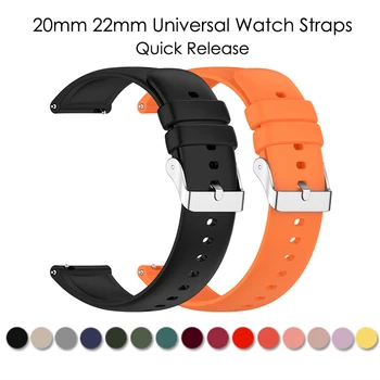 20 mm 22 mm Silikónové Hodinky Band Univerzálna Watchband Popruh Pre Amazfit GTR 47mm 42mm GTS 3 2 Samsung Galaxy Sledovať 4 3 Huawei GT2 3