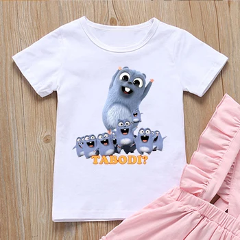 2021 hot predaj deti tshirt roztomilý grizzly bear a lemming karikatúra tlače deti oblečenie letné Harajuku t-shirt pre chlapcov/dievčatá topy
