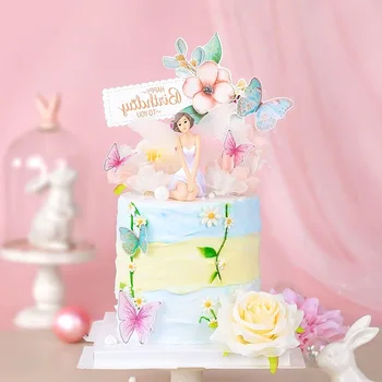 2021 Nové Kvety Happy Birthday Cake Vňate Rastliny Butterfly Svadobné Cupcake Vňaťou Pre Dievčatá Narodeninovej Party Cake Dekorácie