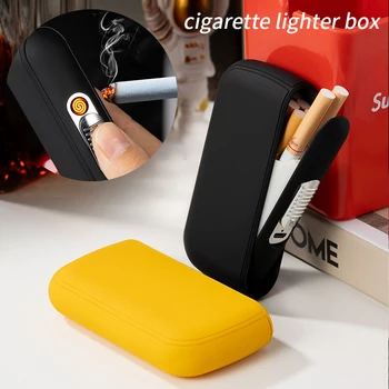 2022 Nové Kompaktné a Prenosné 2-v-1 Multi-funkčný USB Zapaľovač Cigariet Nabíjateľná Ľahšie 10 Palice Hustý Cigaretový Prípade