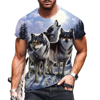 2022 Nové Letné Wolf 3D pánske Krátke Rukáv Vytlačené T Košele Muži Ženy Móda Bežné Krátke Sleeve T-shirt Pohode Tee Topy