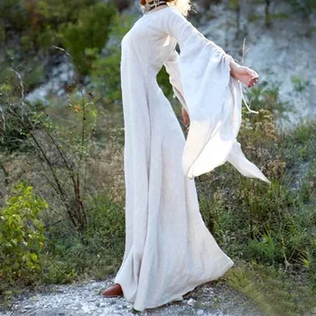 2022 Ženy Stredoveké Šaty Biele Vintage Štýle Renesancie Šaty Dĺžka Podlahy Lady Cosplay Retro Šaty Dlhé Stredoveké Šaty Šaty