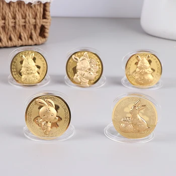 2023 Čínsky Králik Zberateľské Mince Šťastie Dvanásť Zverokruhu Zlaté Mince Vintage Kolekcia Suvenír Nový Rok Dekoratívny Darček