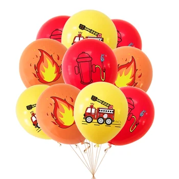 20pcs/Pack Deti Chlapec Hasič Narodeninovej Party Balón Kytice Baby Sprcha Yellow Red Fire Fighter Latexové Balóny