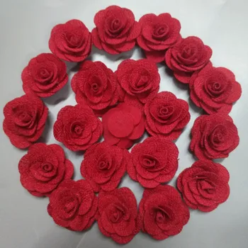 20Pieces/Taška Červená Farba Rose Ručné 3,5 CM Textílie Rose Bavlnenej látky Kvet Strane DIY Svadobné Kytice Materiál, Doplnky do Vlasov