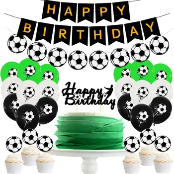 27pcs Happy Birthday Deti Futbal Tému Party Dekorácie Futbal Zavesenie Zástavy Tortu Vňaťou Narodeninovej Party Balón Dekor Pre Chlapca