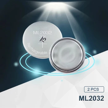2pc Eaxell Pôvodné ML2032 3V Nabíjateľné lítiové batérie tlačidlo bunky gombíkové batérie (ML2032)