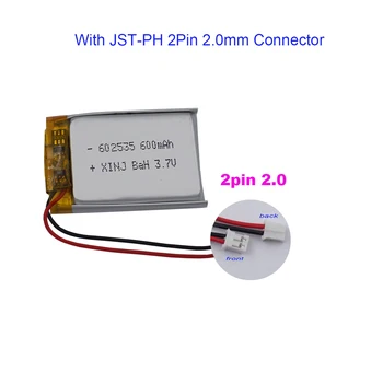 3,7 V 600 mAh 602535 LiPo Polymer Li Batéria JST-PH 2pin 2.0 Bluetooth Reproduktor GPS DashCam Auto Fotoaparát, Navigácia Jazdy Nahrávač