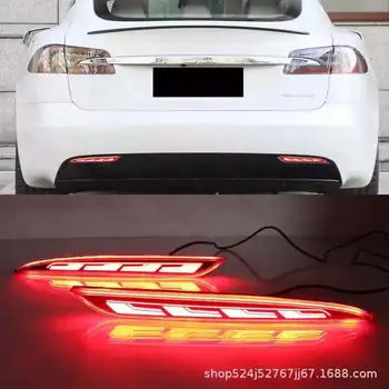 3 v 1 Auto LED Zadné Hmlové Svetlo Brzdové Svetlo Dynamické Zase Signál Nárazníka Výbava Svetlo pre Tesla Model S 2012-2021