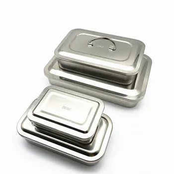 304 Nerezovej ocele hrubé Sterilizácia zásobník box štvorcový tanier s alebo bez otvorov Chirurgické vybavenie