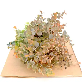 34 CM 5 Vidlica Umelých Plastických Rastliny Eukalyptu Pobočky na Záhrade Váza Domov Vianoce Svadobné Dekorácie Faux Falošné Kvety